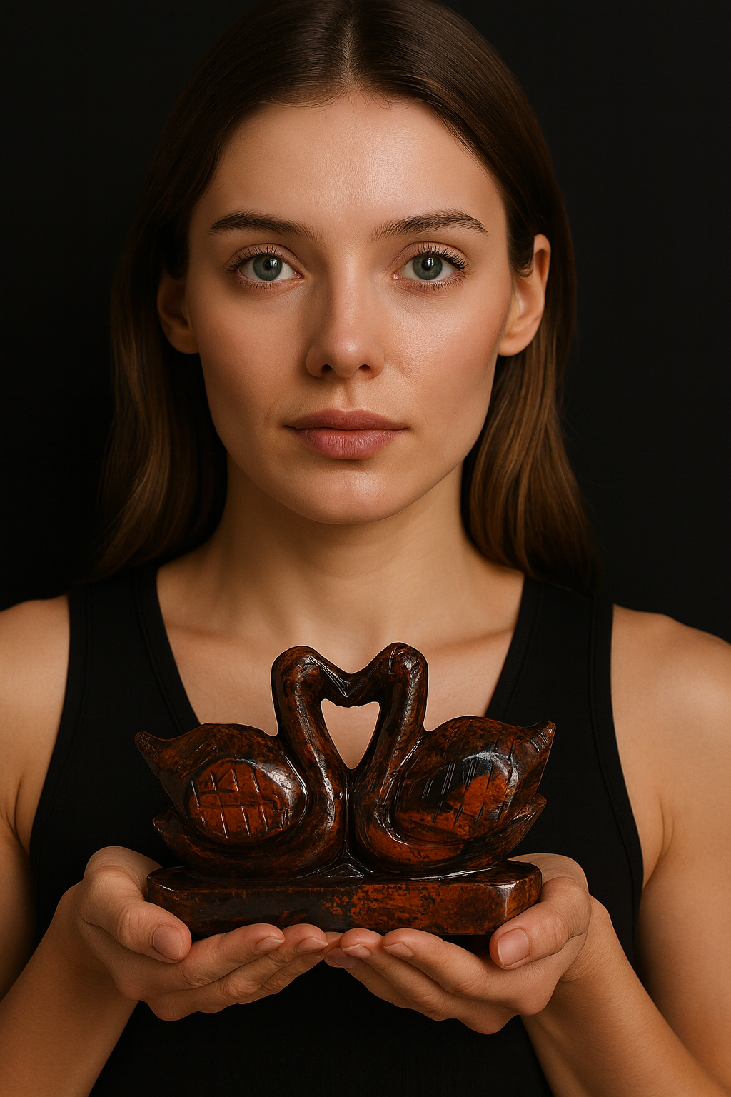 Awesome 587.00 Cts Genuine Tiger Eye Love Carved Premium Swan Pair