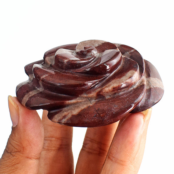 Gorgeous 472.00 Carats  Genuine Chocolate Jasper Hand  Carved  Crystal  Rose  Gemstone  Carving