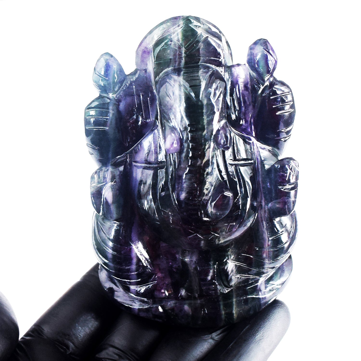 Alluring 1933.00 Cts Genuine Multicolor Fluorite Hand Carved Premium Lord Ganesha Crystal