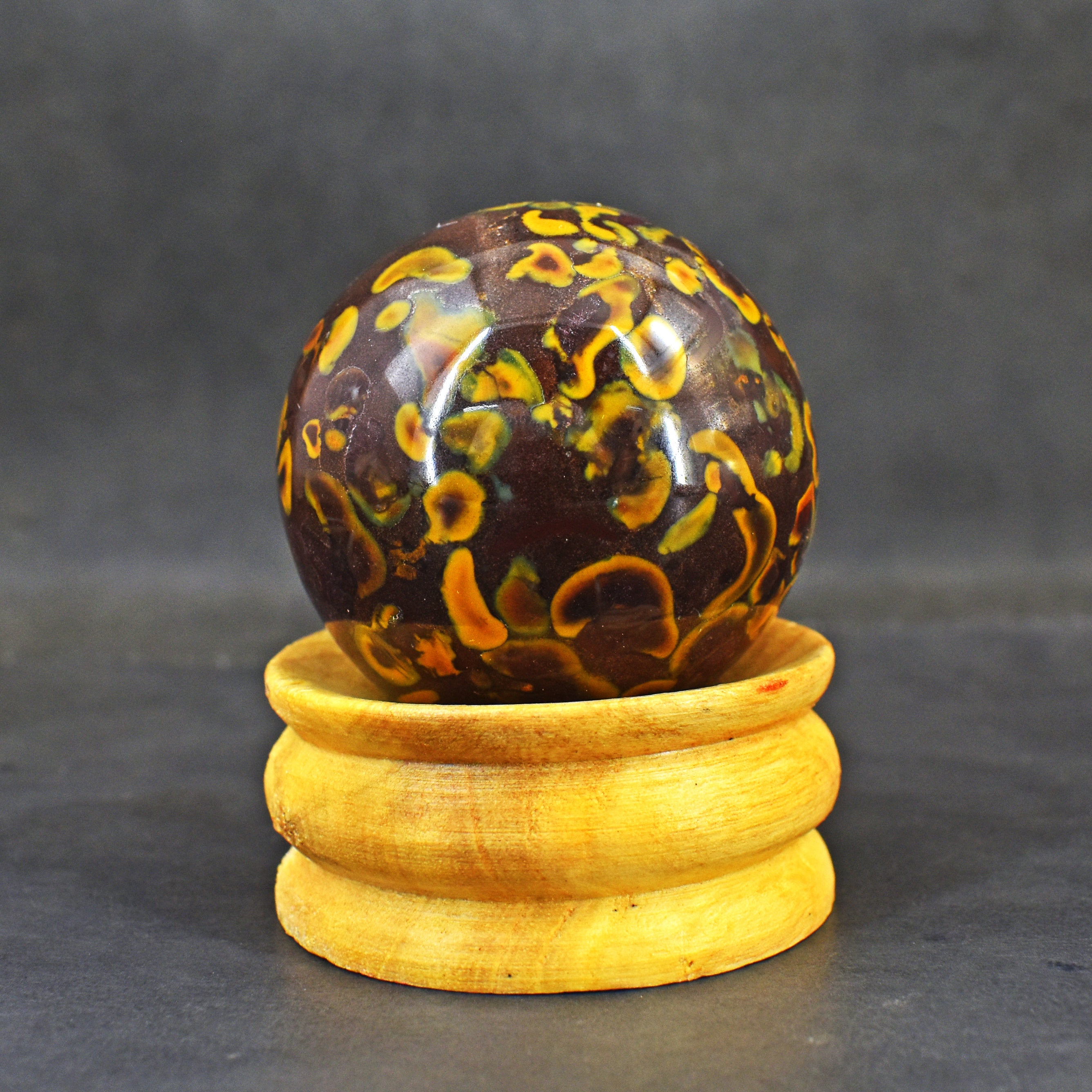 Decent 1080.00 Cts Genuine Fruit Jasper Hand Carved Crystal Healing Gemstone Sphere