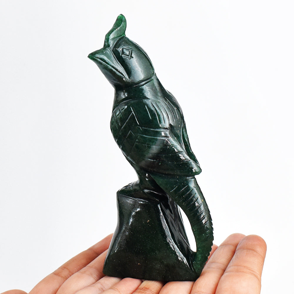 Natural 1271.00 Carats  Genuine Green Jade Hand Carved Crystal Gemstone Parrot Carving