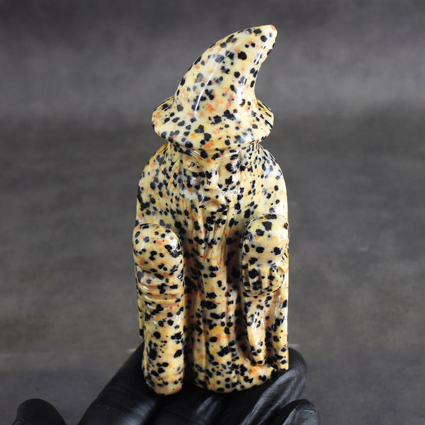 Amazing 1149.00 Cts Genuine Dalmation Jasper Hand Carved Premium Wizard Crystal