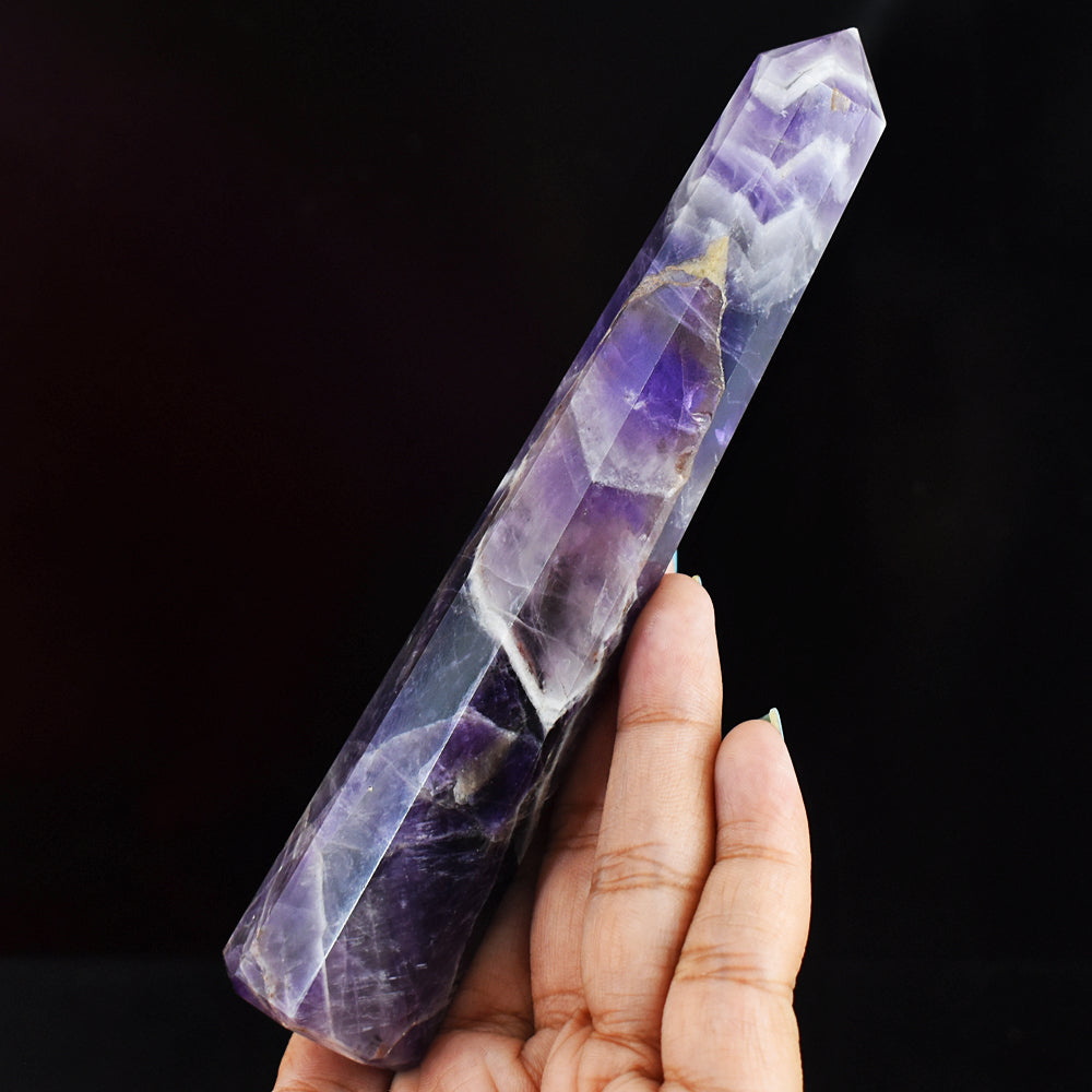 725.00 Carats  Genuine  Chevron  Amethyst  Hand  Carved  Crystal Gemstone  Healing  Point