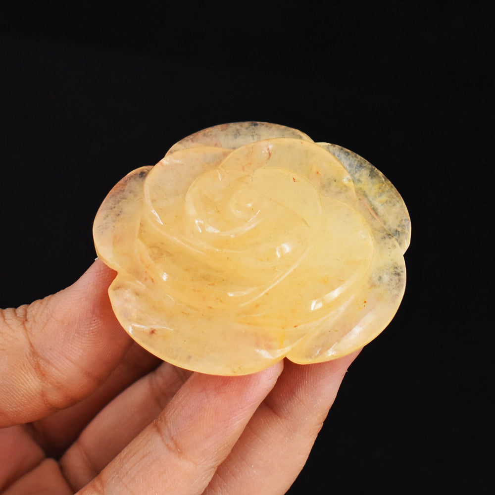 Amazing  228.00 Cts Genuine  Aventurine  Hand  Carved  Crystal Rose  Flower  Gemstone  Carving