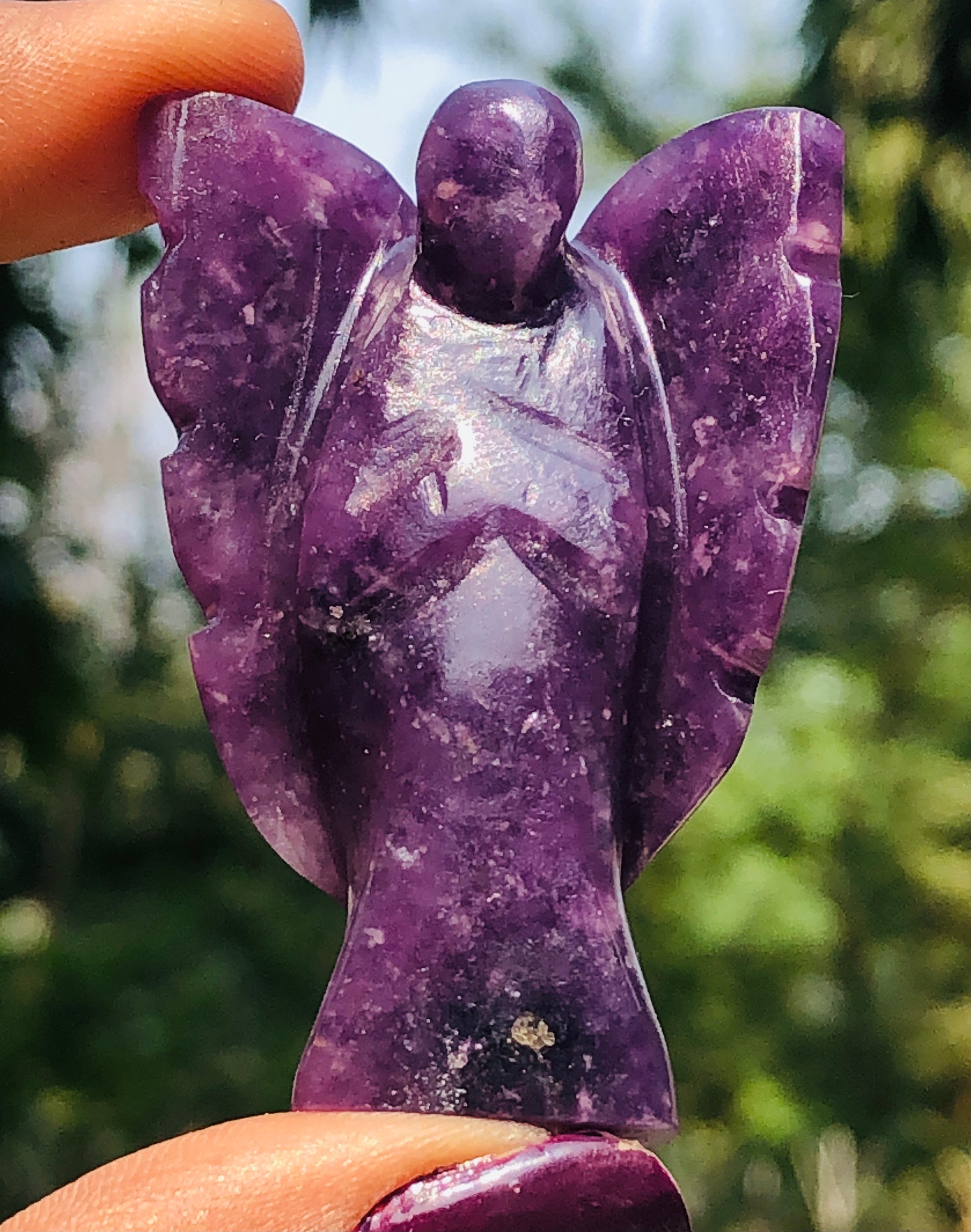 Miraculous 131.00 Cts Genuine Lepidolite Healing Premium Divine Crystal Angel