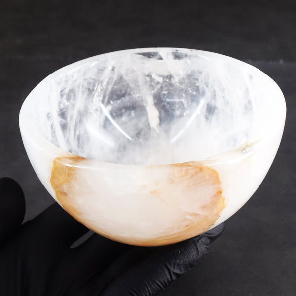 Glamourous 2188.00 Carats Genuine White Quartz Hand Carved Crystal Gemstone Carving Big Bowl