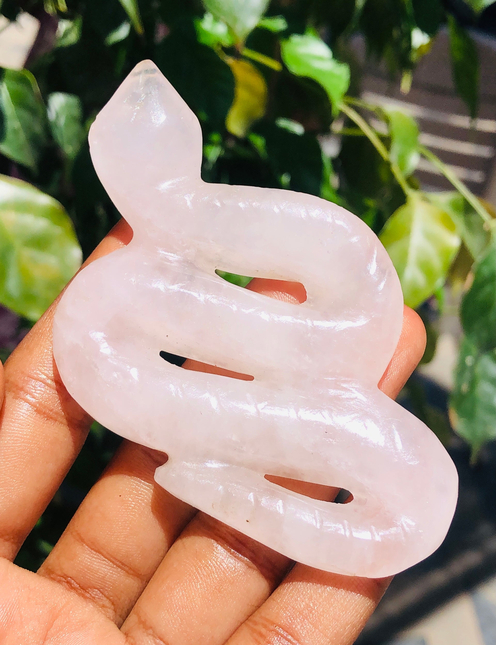 Amazing 290.00 Cts Genuine  Rose Quartz Hand Carved  Crystal Gemstone Carving Snake 2026 Collection