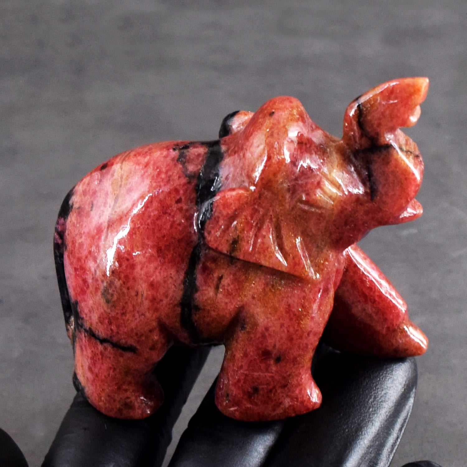 Gorgeous 942.00 Cts Genuine Pink Rhodonite Crystal Carved Premium Elephant