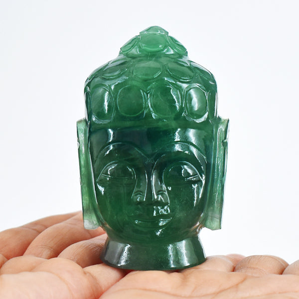Genuine 1471.00 Carats Multicolor Fluorite Hand Carved Crystal Buddha Head Gemstone Carving