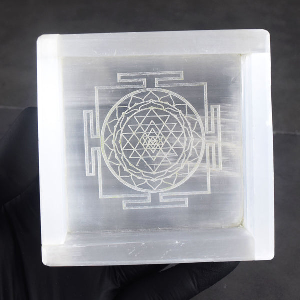 Premium 1138.00 Cts Genuine 4 Inches Selenite Reiki Yantra Healing Crystal Box