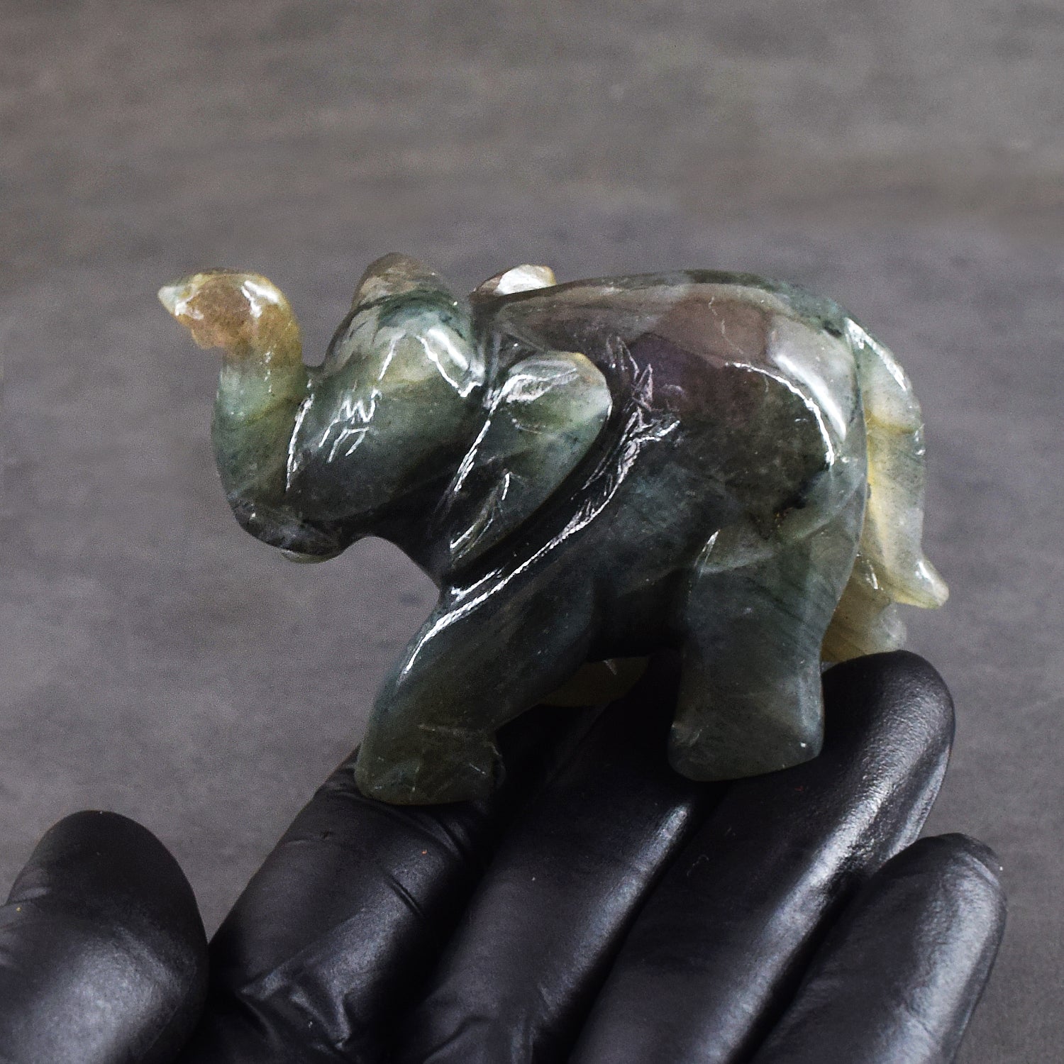 533.00 Cts Genuine Labradorite Premium Carved Crystal Elephant