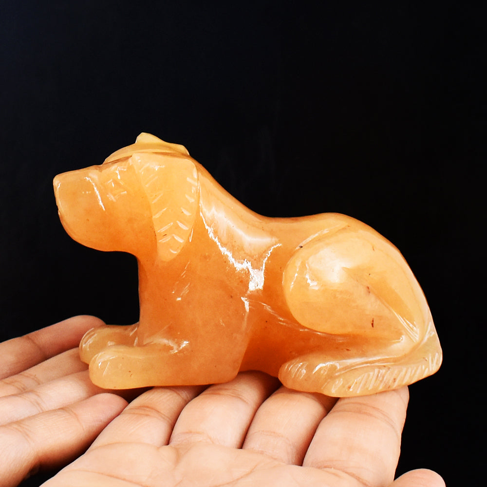 Beautiful 1385.00 Carats  Genuine Aventurine Hand Carved Crystal Gemstone Carving Dog