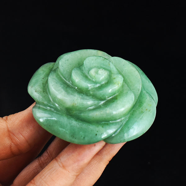 Beautiful 407.00 Carats  Genuine Green Aventurine  Hand Carved Crystal Gemstone Rose  Carving