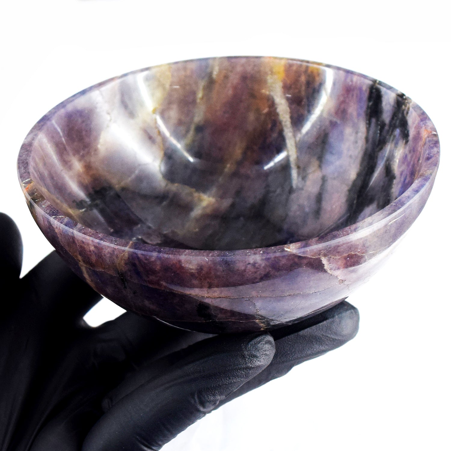 Manever 1164.00 Carats Genuine Iolite Hand Carved Crystal Gemstone Carving Big Bowl
