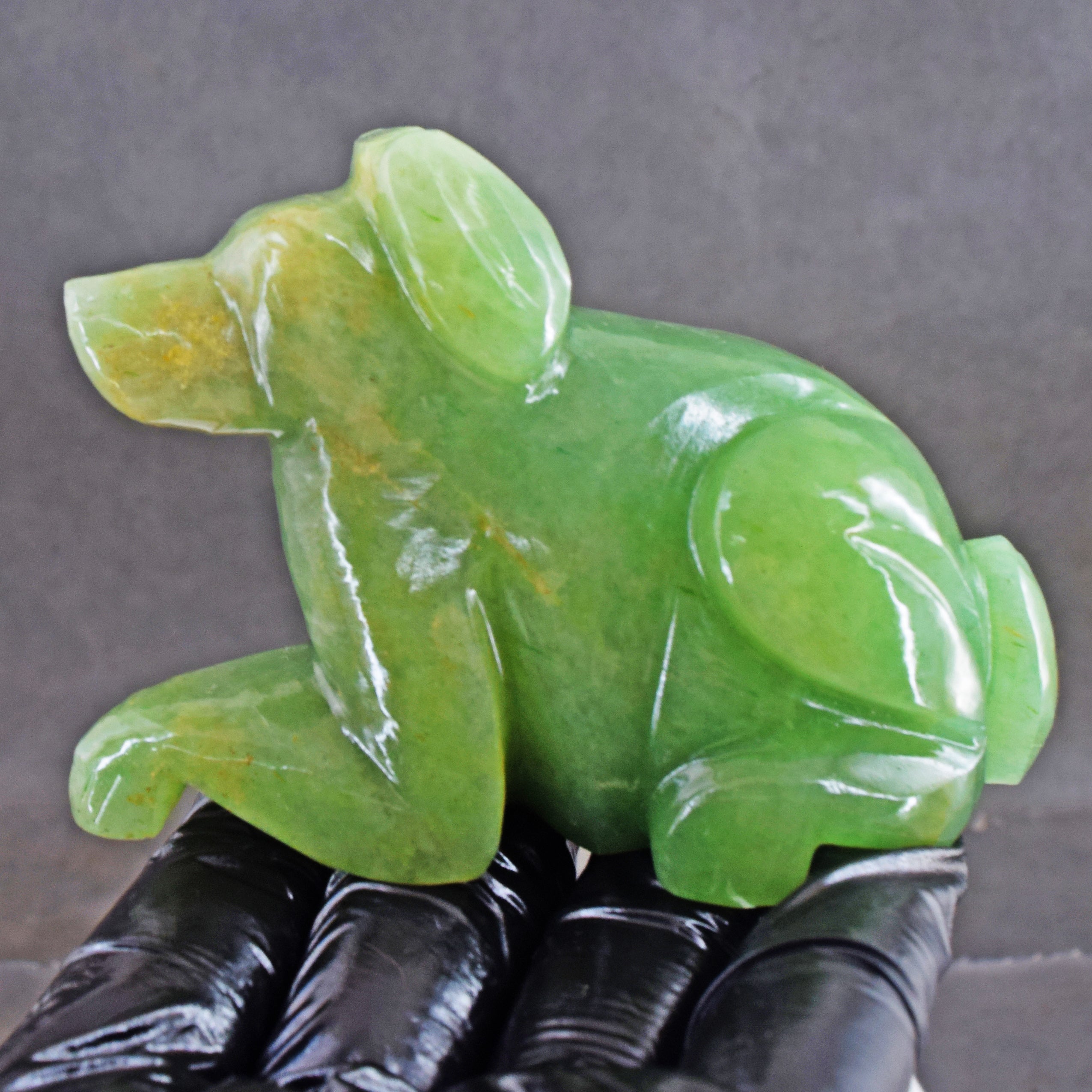 Amazing 189.00 Cts Genuine Green Aventurine Hand Carved Crystal Gemstone Dog Carving 2026 Collection