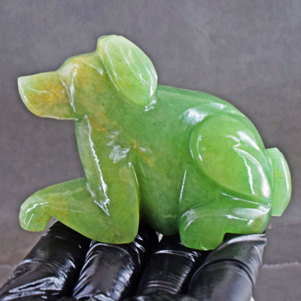 Amazing 189.00 Cts Genuine Green Aventurine Hand Carved Crystal Gemstone Dog Carving 2026 Collection