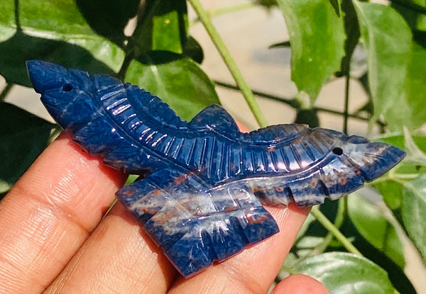 Amusing 53.00 Cts Genuine Blue Sodalite Hand Carved Crystal Premium Eagle