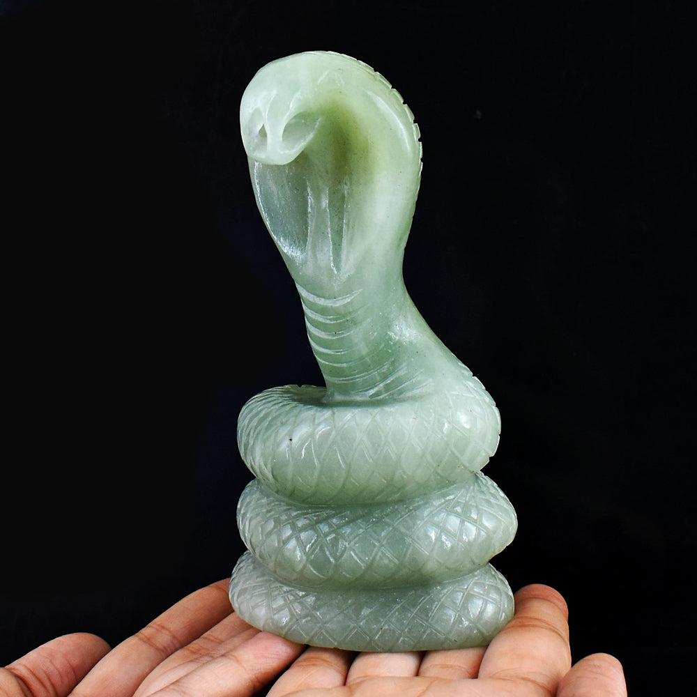 Exclusive 3050.00 Cts Genuine Aventurine Hand Carved  Crystal Gemstone Carving Snake