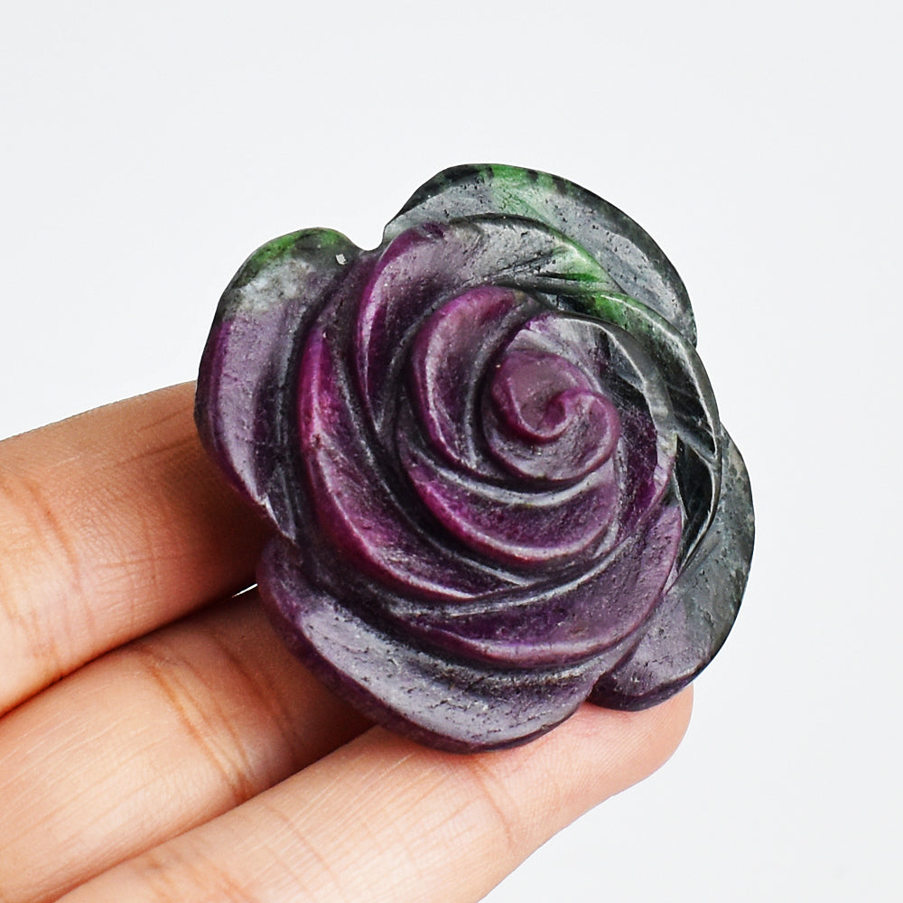 Beautiful 266.00  Carats  Genuine  Ruby  Zoisite  Hand Carved Crystal  Rose Gemstone Carving