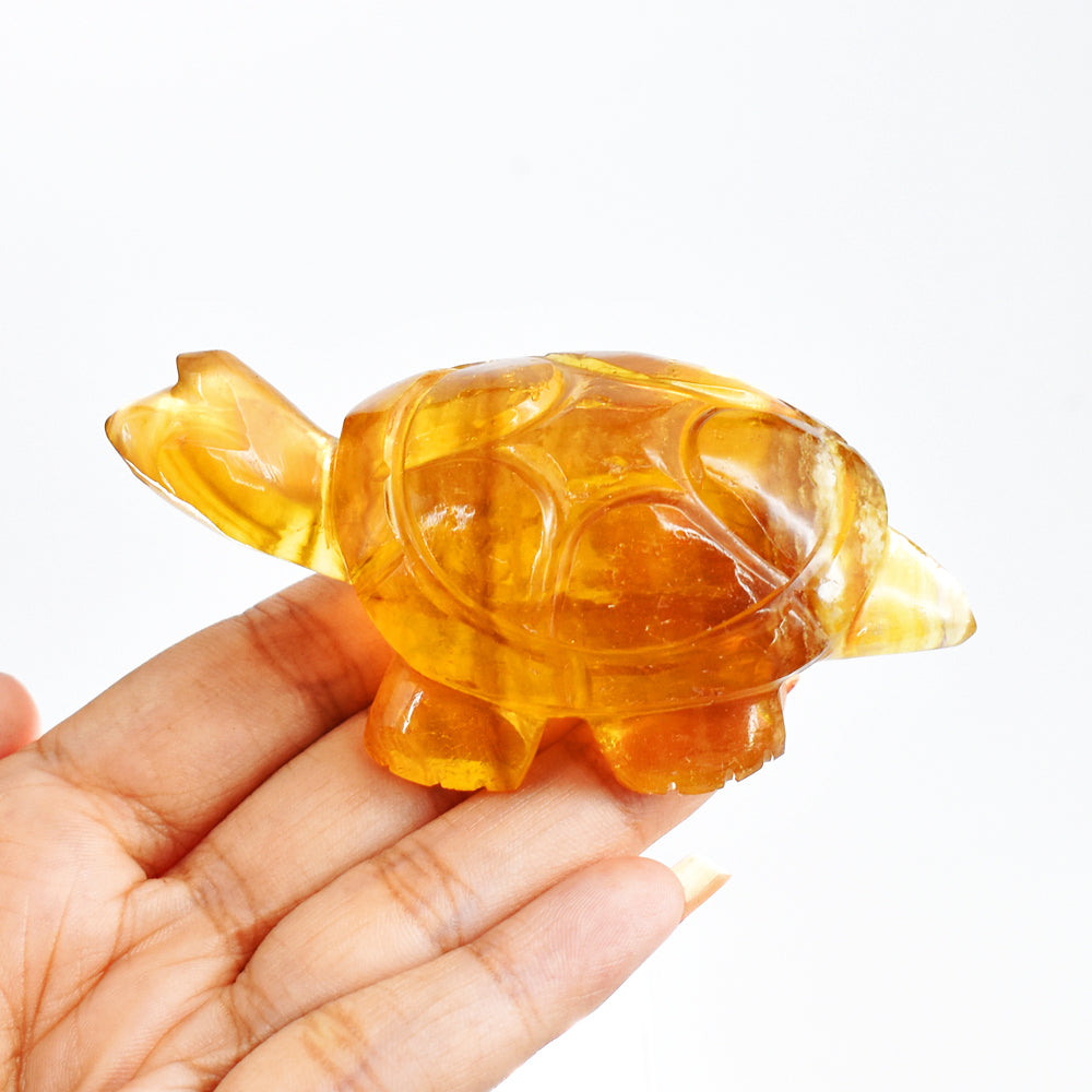 Gorgeous  596.00 Carats  Genuine  Hand Carved  Multicolor Fluorite Crystal  Gemstone Turtle Carving