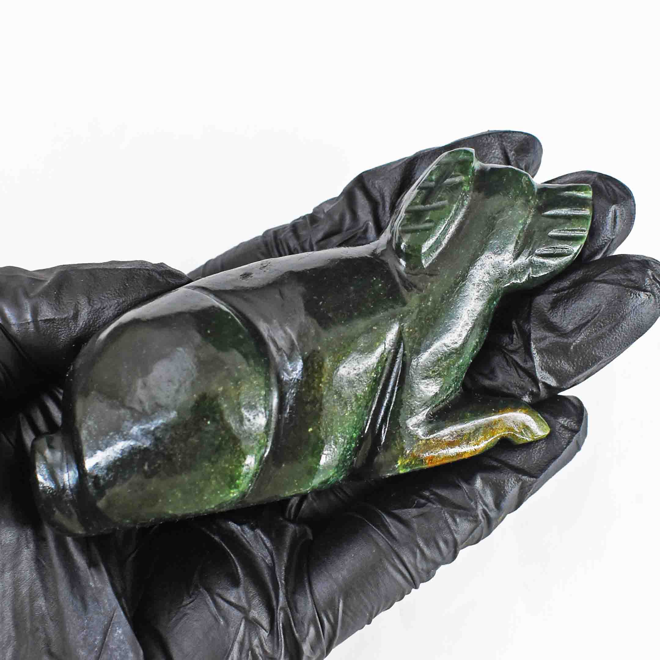 Stunning 723.00 Carats Genuine Green Jade Hand Carved Crystal Gemstone Carving Dog 2026 Collection