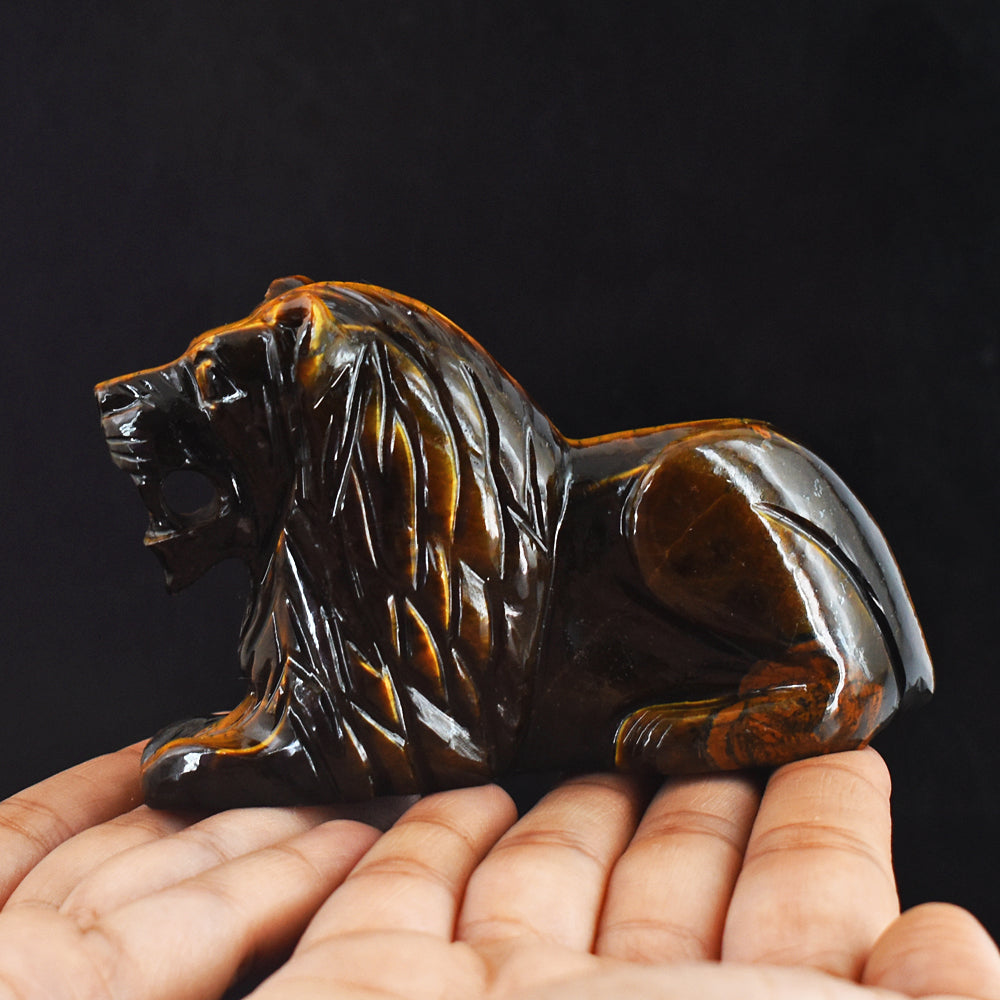 Artisian 1527.00 Carats  Genuine Golden Tiger Eye  Hand Carved  Crystal Gemstone Carving Lion