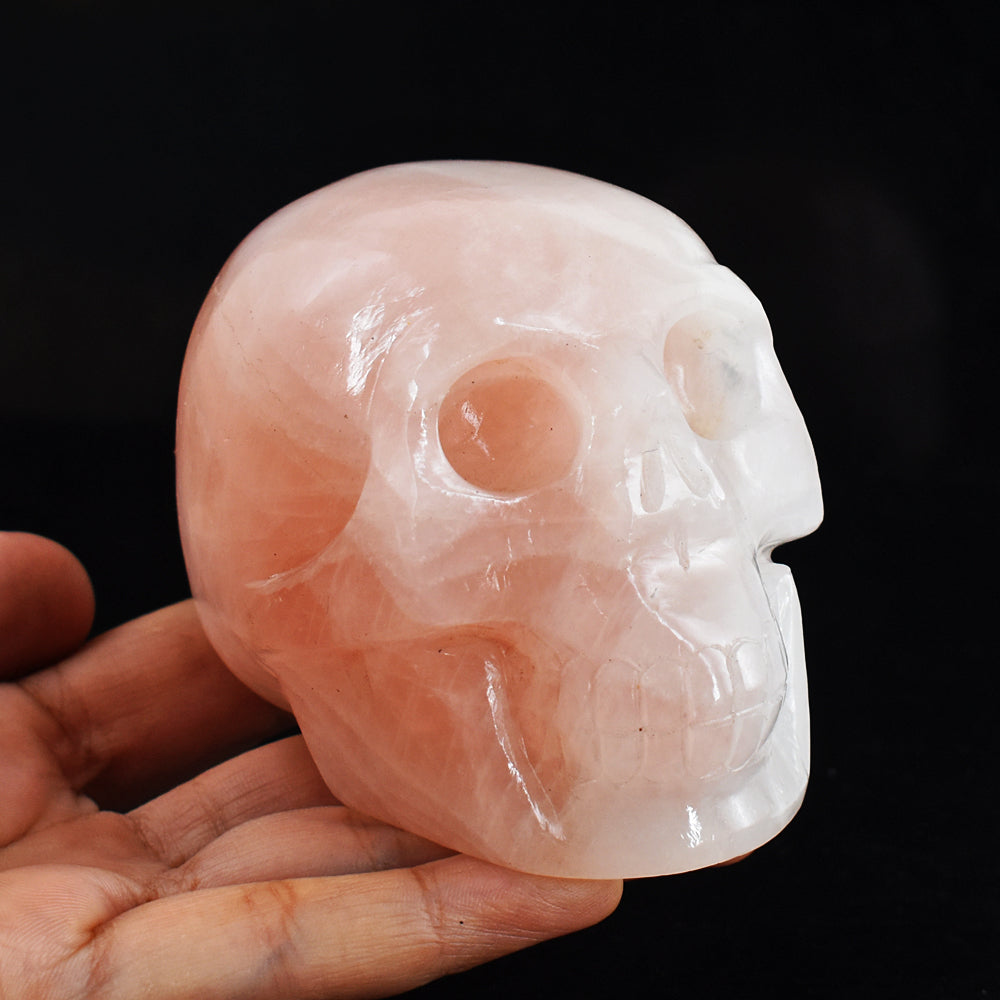 Amazing 2675.00 Cts Genuine  Pink Rose Quartz Hand Carved Crystal Skull Gemstone Carving