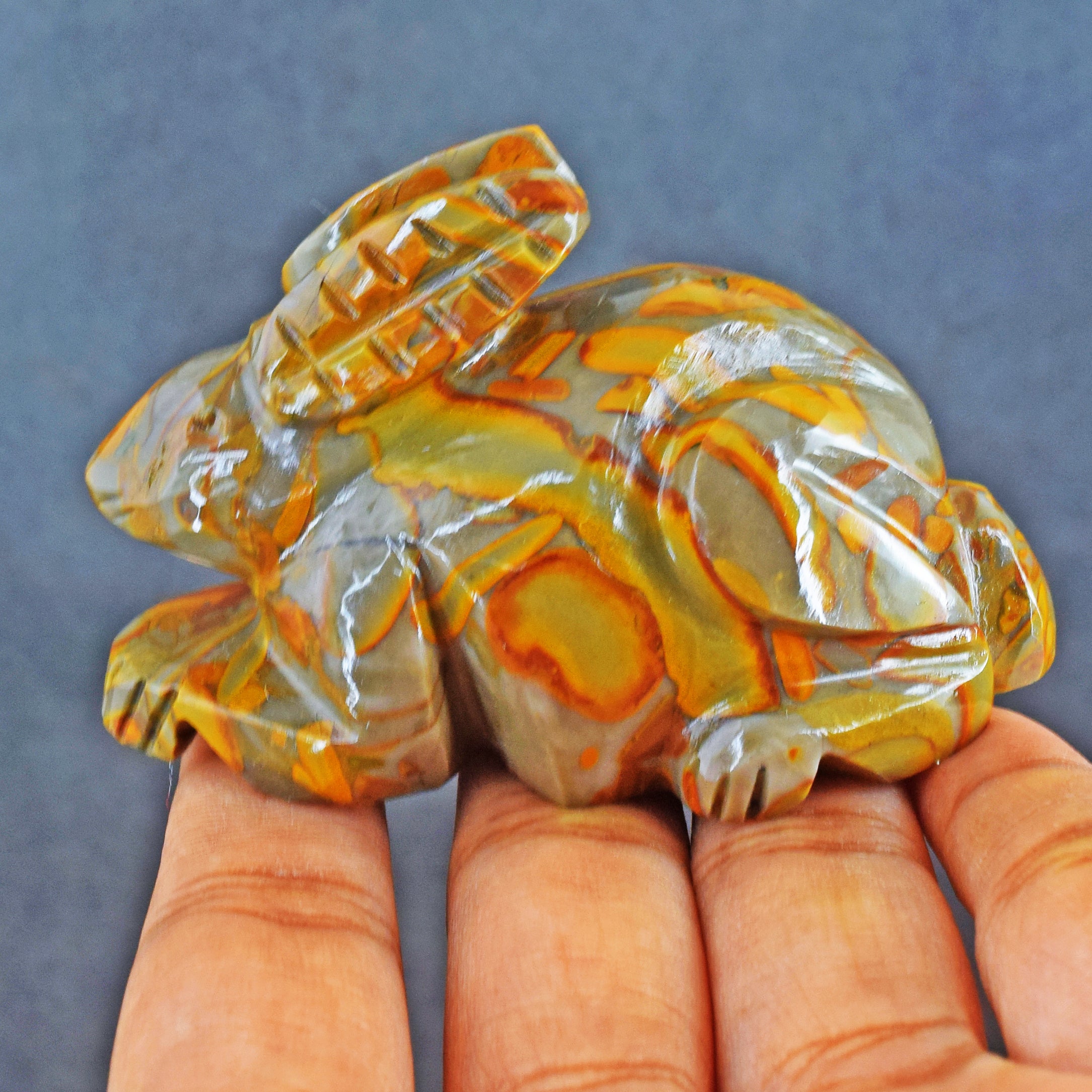 Exclusive 538.00 Cts Genuine Fruit Jasper Carved Bunny 2026 Collection