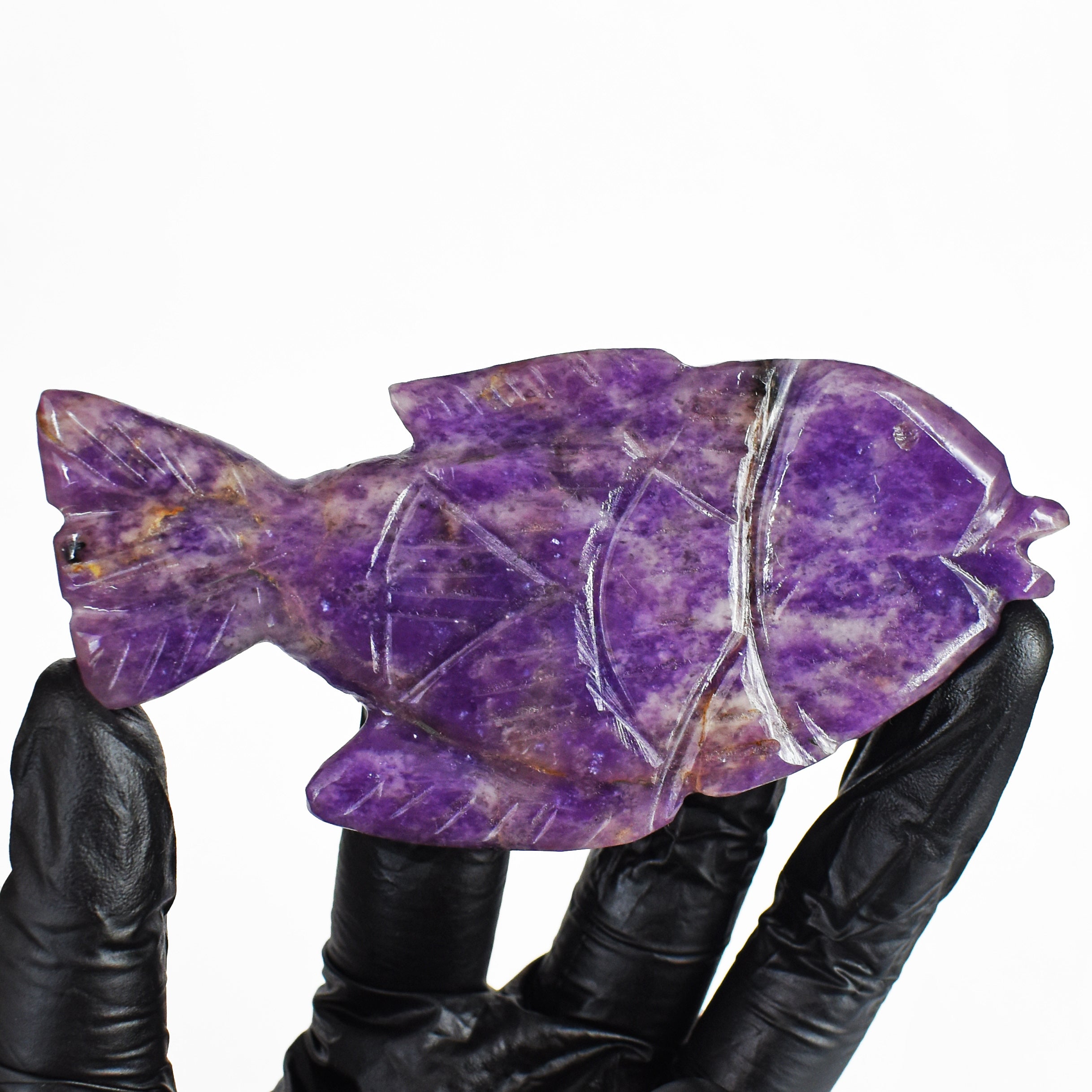 Gorgeous 402.00 Carats Genuine Lepidolite Hand Carved  Crystal  Gemstone  Carving Fish 2026  Collection