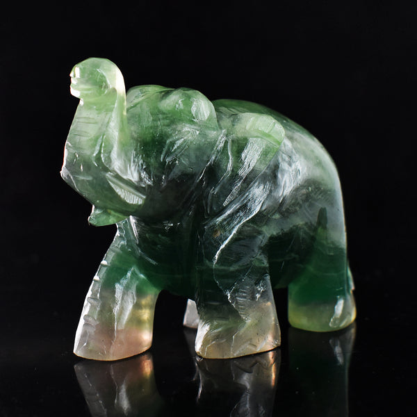 Amazing 1352.00 Cts Genuine Multicolor Fluorite Hand Carved Crystal Gemstone Carving Elephant