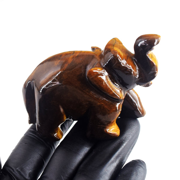 Artisian 686.00 Cts Genuine Tiger Eye Carved Crystal Premium Elephant