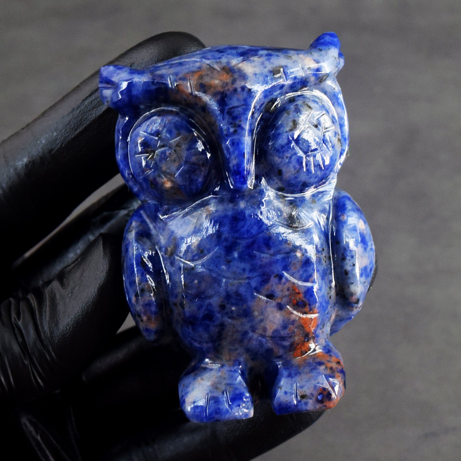 Dazzling 668.00 Cst Genuine Sodalite Hand Carved Gemstone Premium Owl Crystal