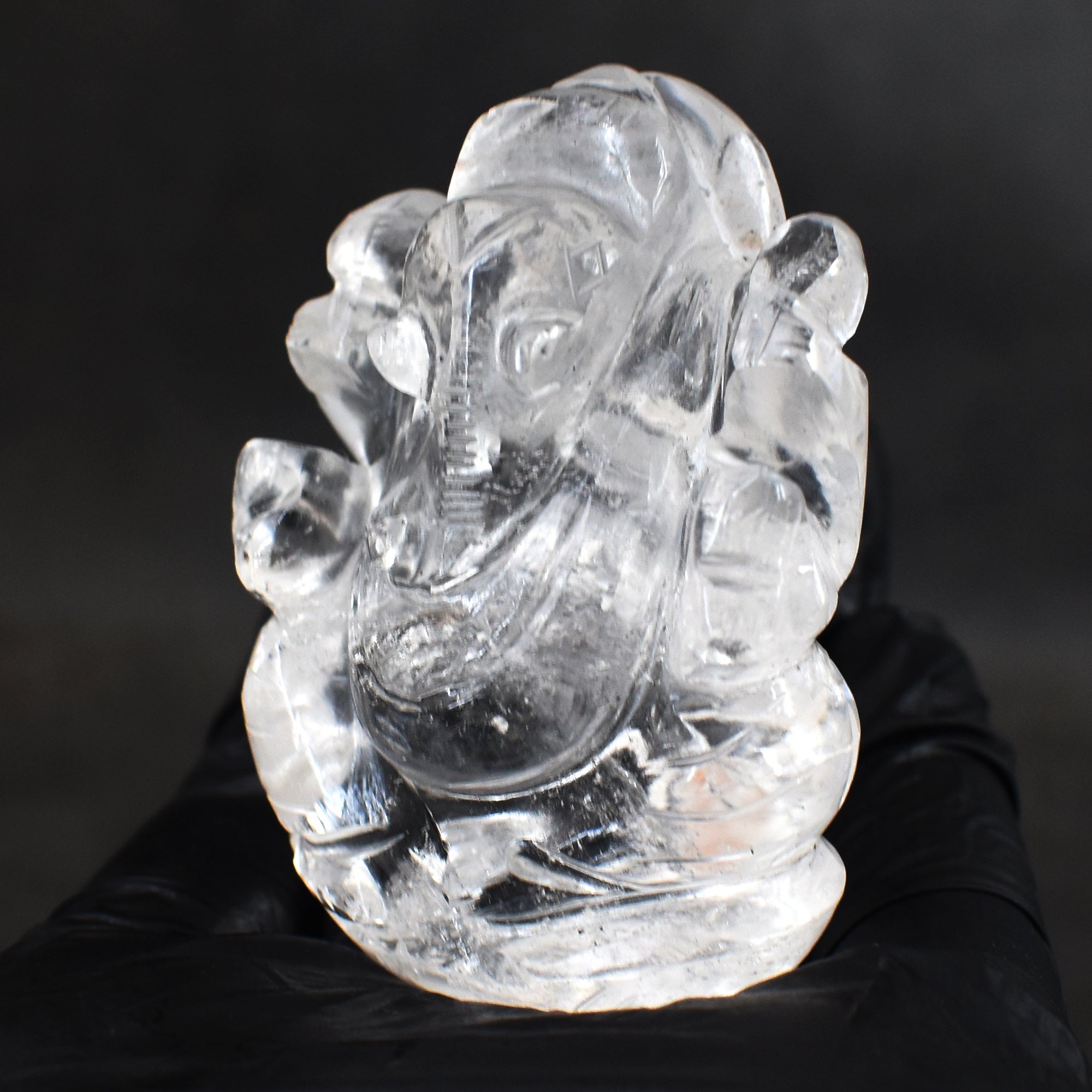 Paramount 353.00 Cts Genuine White Quartz Divine Hand Carved Premium Lord Ganesha Crystal