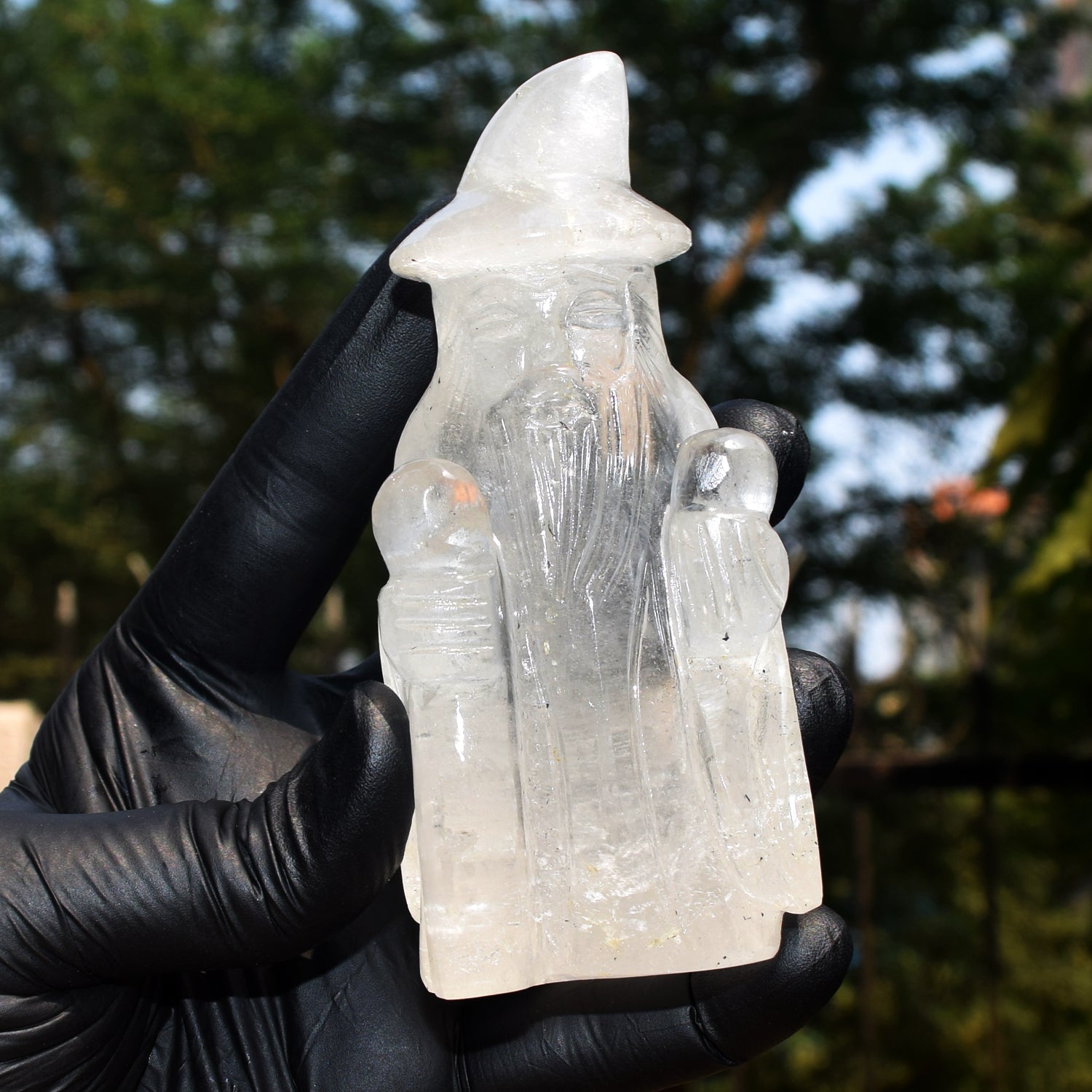 Morbid 1302.00 Cts Genuine White Quartz Hand Carved Premium Crystal Wizard Gemstone