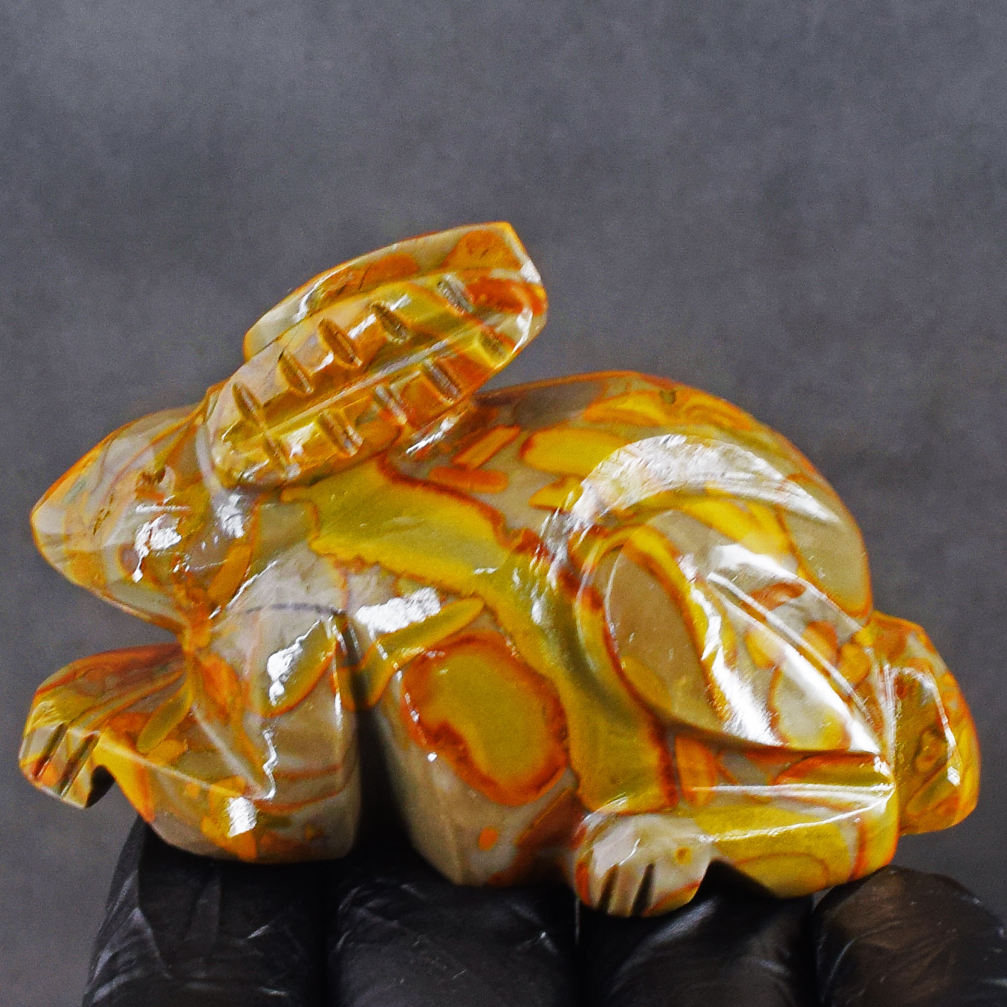 Exclusive 538.00 Cts Genuine Fruit Jasper Carved Bunny 2026 Collection