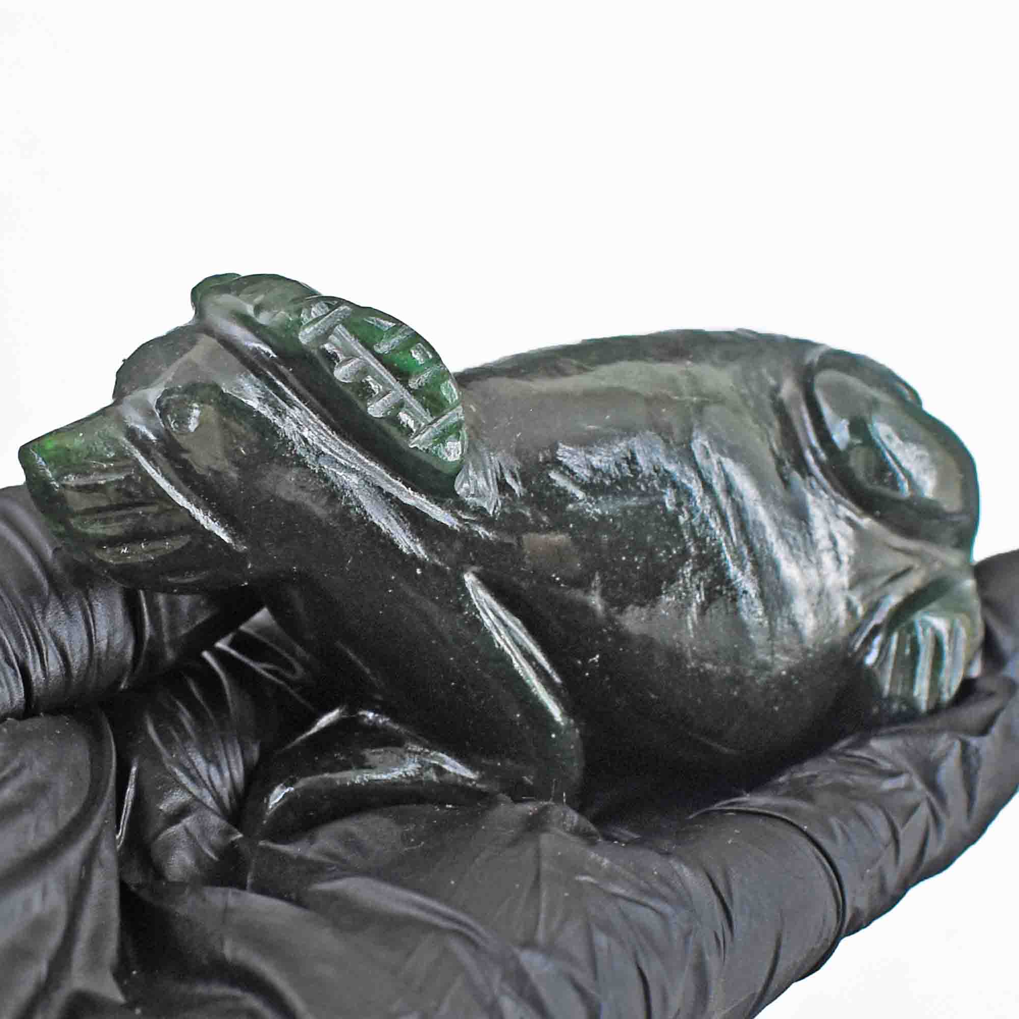 Stunning 723.00 Carats Genuine Green Jade Hand Carved Crystal Gemstone Carving Dog 2026 Collection