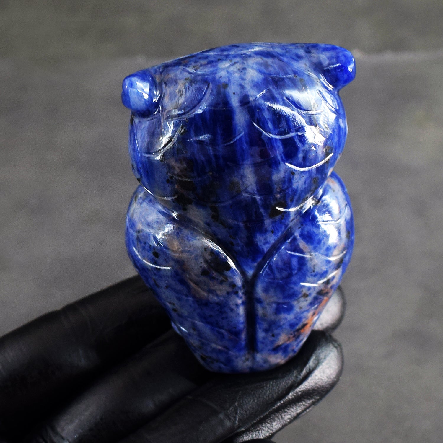 Dazzling 668.00 Cst Genuine Sodalite Hand Carved Gemstone Premium Owl Crystal