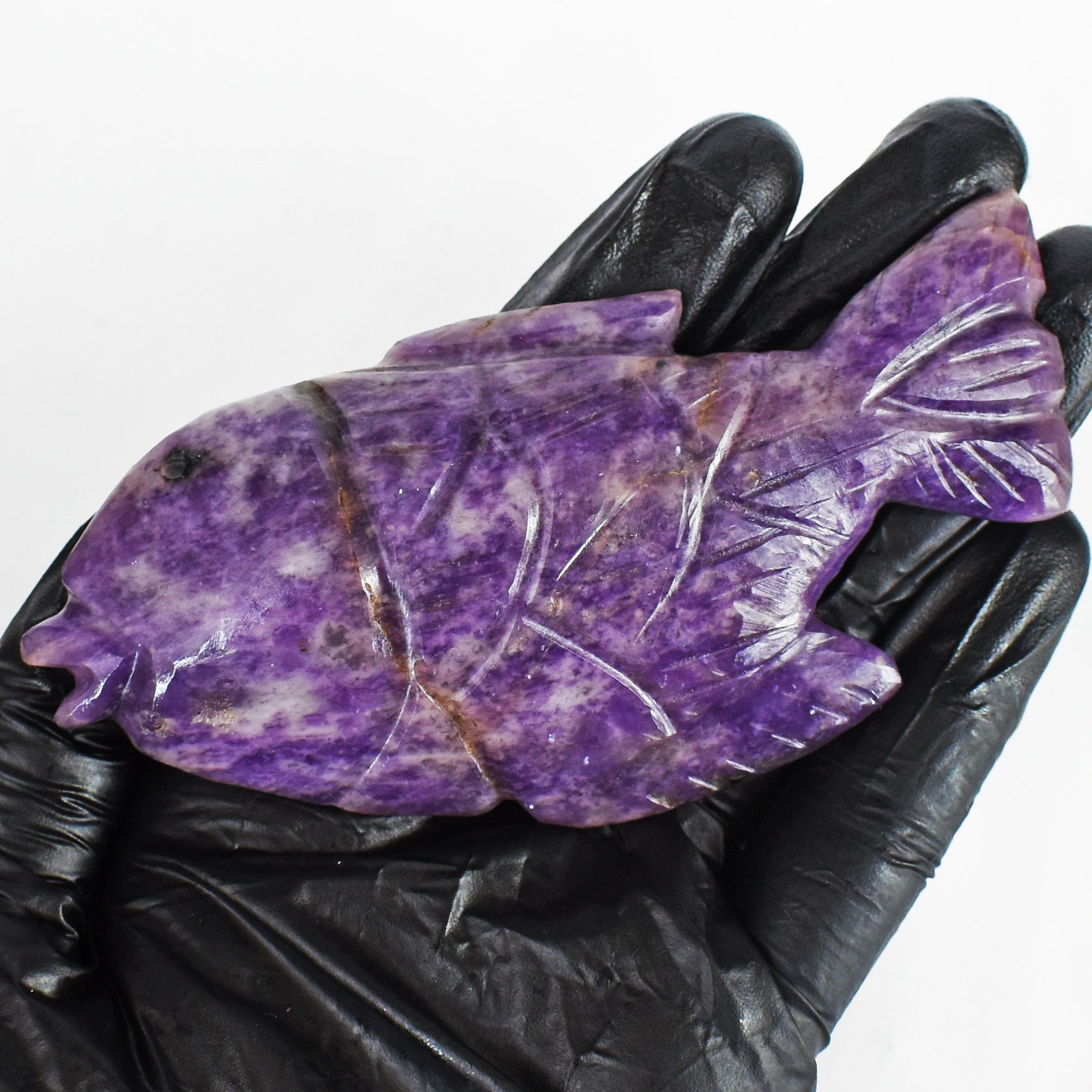 Gorgeous 402.00 Carats Genuine Lepidolite Hand Carved  Crystal  Gemstone  Carving Fish 2026  Collection