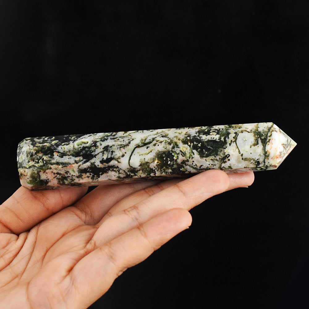 568.00 Cts Genuine Natural Tree Agate Hand Carved Crystal Healing Gemstone  Point Carving