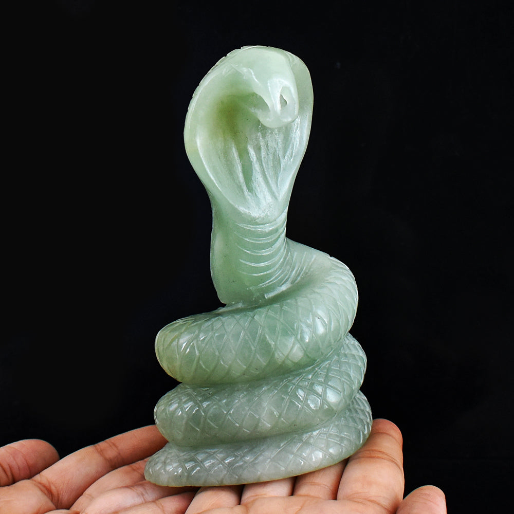 Exclusive 3050.00 Cts Genuine Aventurine Hand Carved  Crystal Gemstone Carving Snake