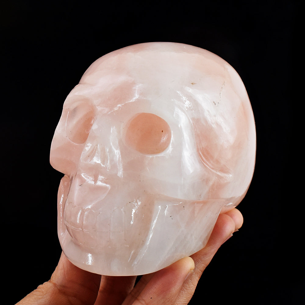 Amazing 2675.00 Cts Genuine  Pink Rose Quartz Hand Carved Crystal Skull Gemstone Carving