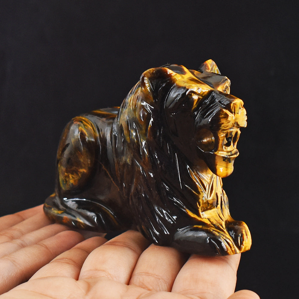 Artisian 1527.00 Carats  Genuine Golden Tiger Eye  Hand Carved  Crystal Gemstone Carving Lion