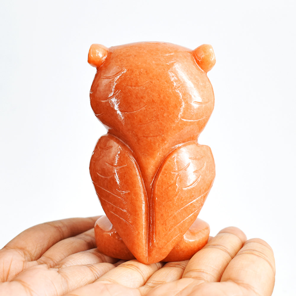 Beautiful  1474.00 Carats  Genuine  Aventurine Hand  Carved Crystal  Gemstone Owl Carving