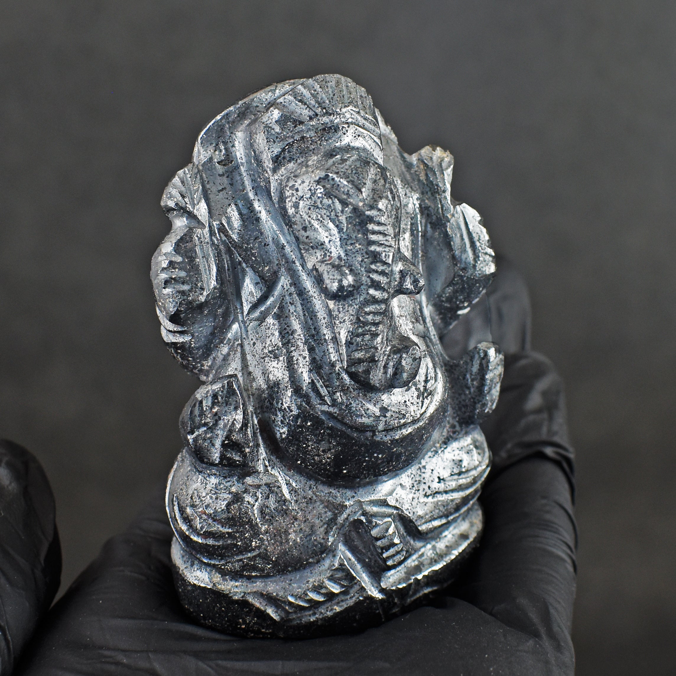 Artisian 1058.00 Carats Genuine Hematite Divine Hand Carved Crystal Gemstone Lord Ganesha Carving