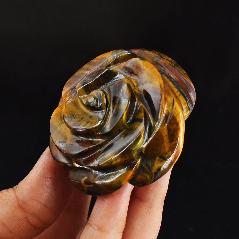 Craftsmen  425.00  Carats Genuine  Golden Tiger Eye  Hand  Carved  Crystal  Rose  Gemstone  Carving