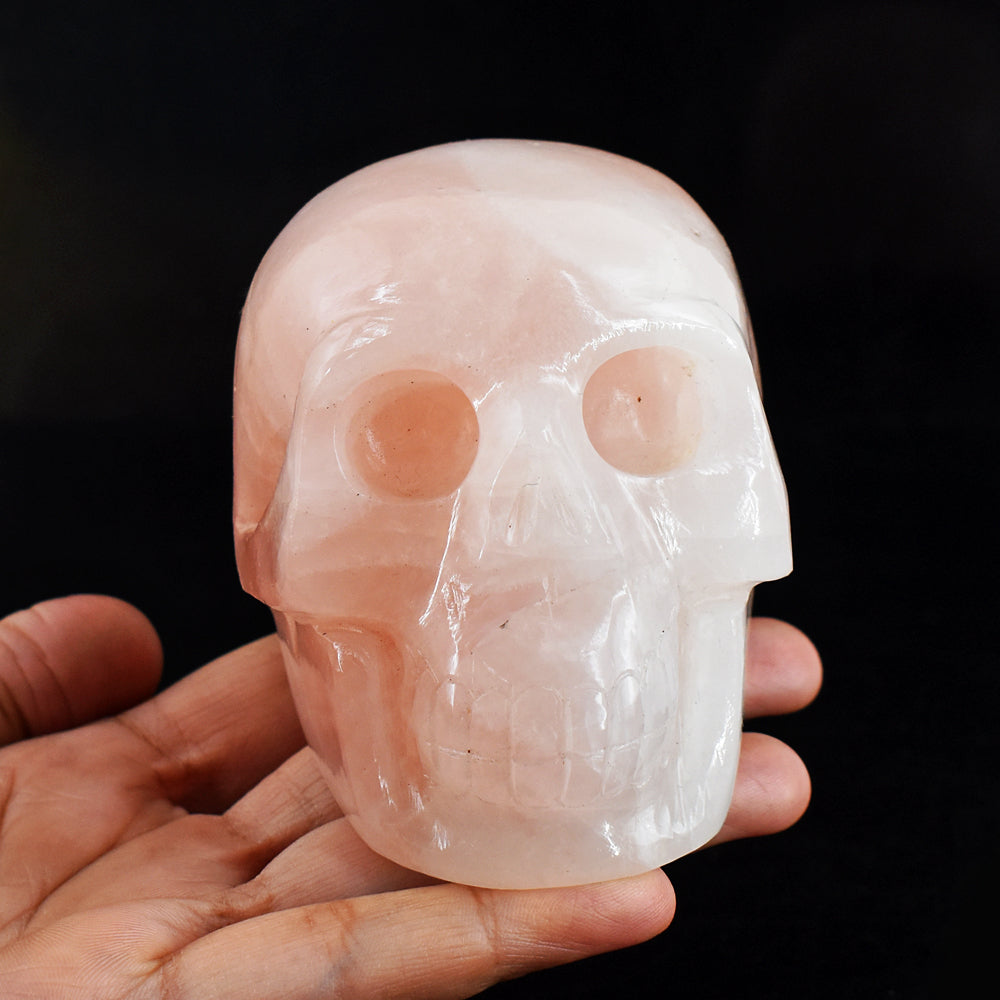 Amazing 2675.00 Cts Genuine  Pink Rose Quartz Hand Carved Crystal Skull Gemstone Carving