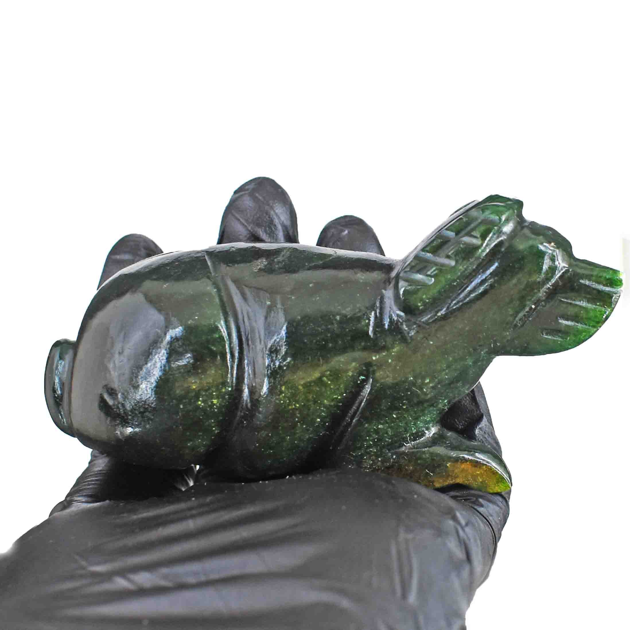 Stunning 723.00 Carats Genuine Green Jade Hand Carved Crystal Gemstone Carving Dog 2026 Collection