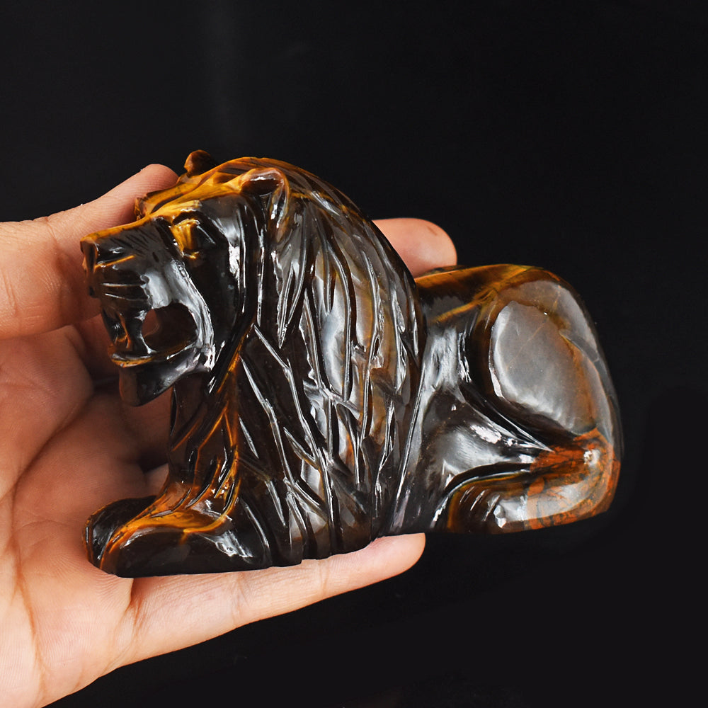 Artisian 1527.00 Carats  Genuine Golden Tiger Eye  Hand Carved  Crystal Gemstone Carving Lion