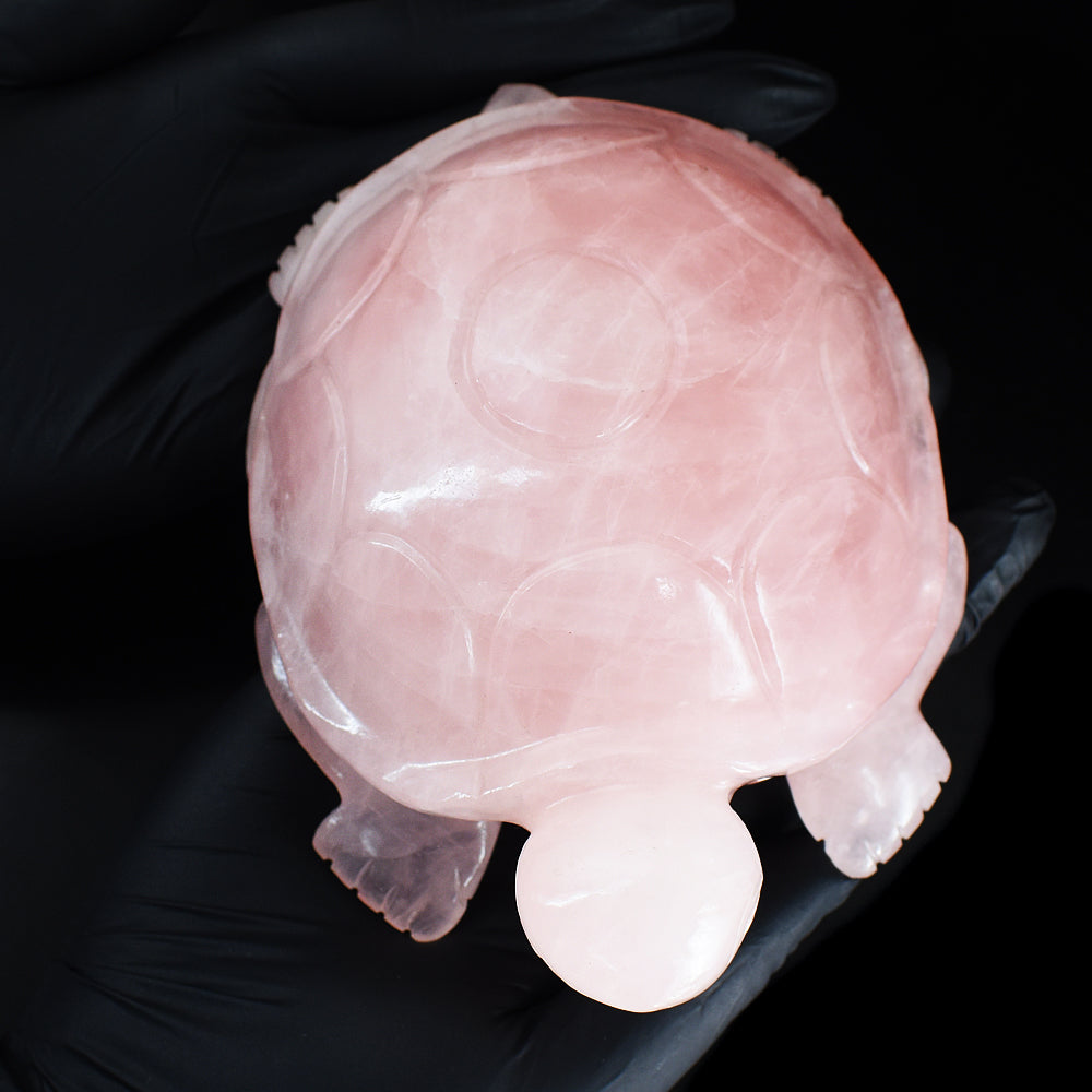 Amazing 4206.00 Cts Genuine Pink Rose Quartz Hand Carved Premium Crystal Turtle
