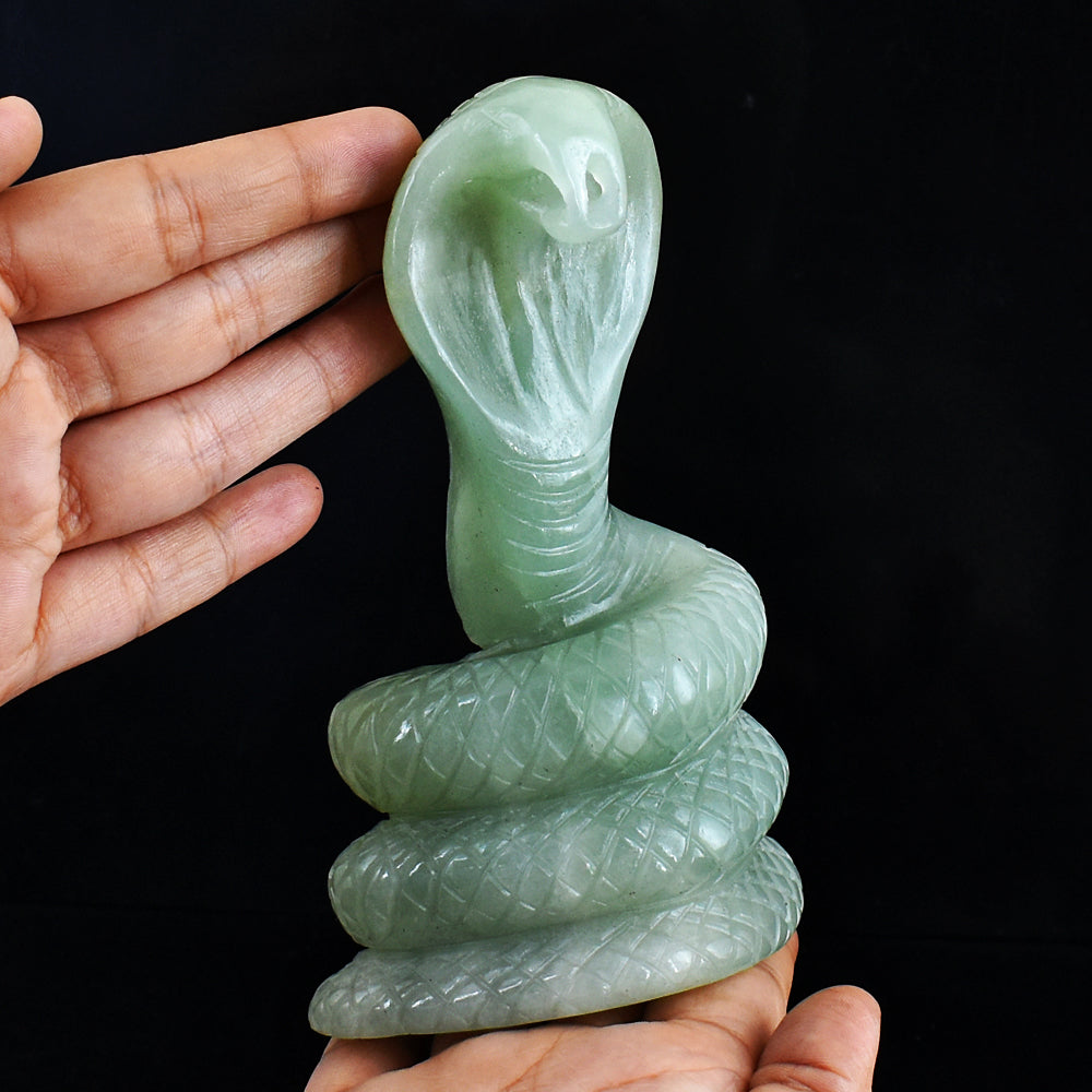 Exclusive 3050.00 Cts Genuine Aventurine Hand Carved  Crystal Gemstone Carving Snake